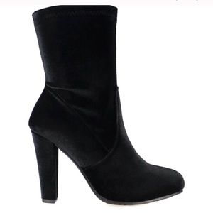 Brand new black velvet booties